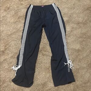 Edikted Navy Track Pants with White Stripes
